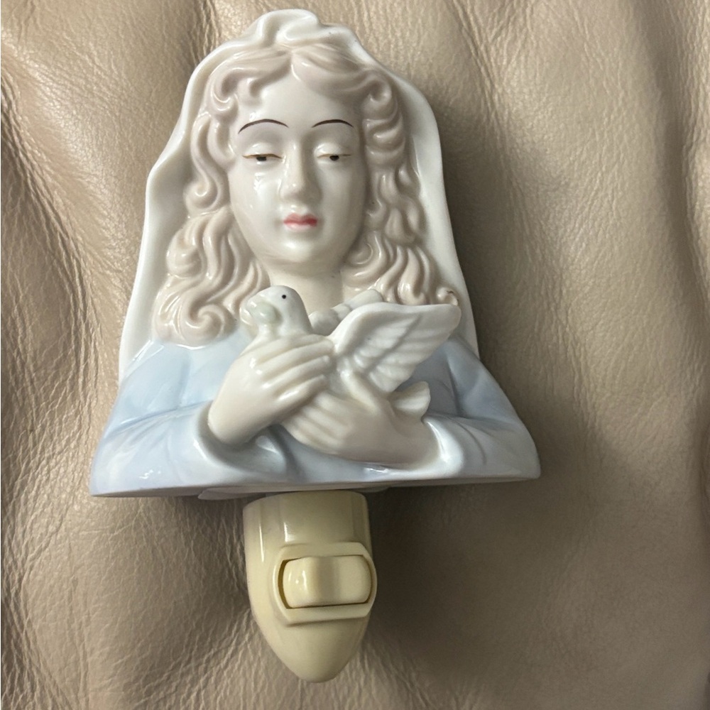 Serene Angel Figurine with Dove Nightlight
